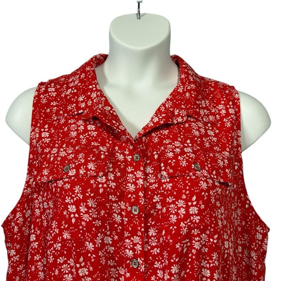 NWOT, Mario Serrani Italy, Plus Size Sleeveless Red Floral Dress, Size XXL - Picture 3 of 10